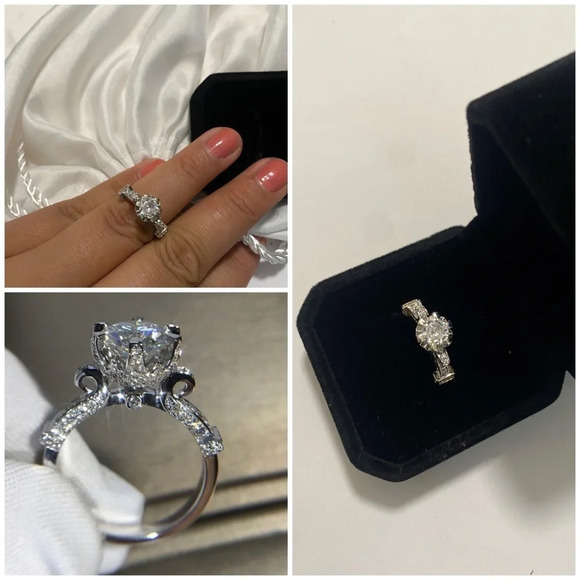 Antique Diamond Engagement Art Deco Diamond Ring  Old European Cut 925 - Picture 1 of 5